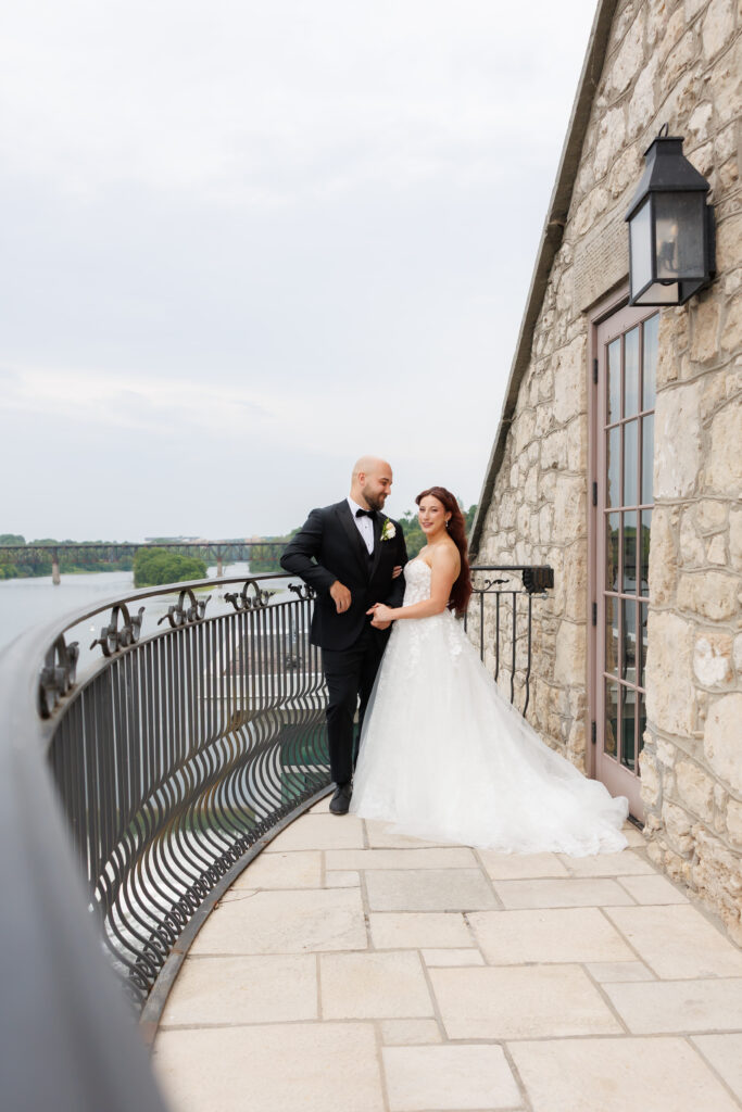 Bride and groom at golden hour, captured by Cambridge Mill Wedding Photographer Furtado Photo Co.