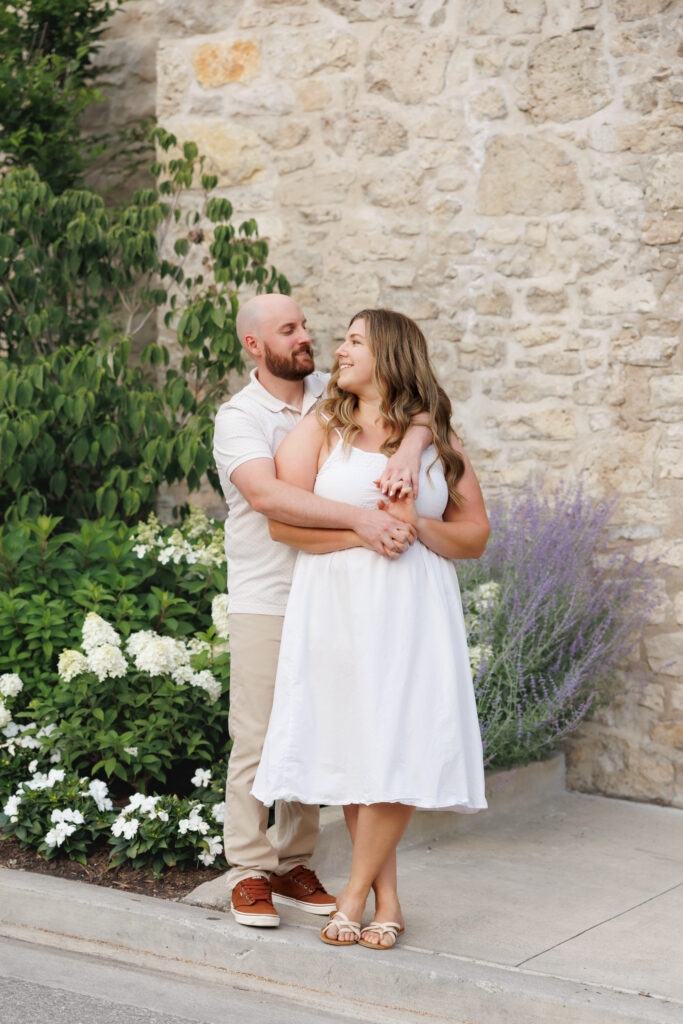 Editorial engagement photos at Elora Mill in Elora, Ontario.