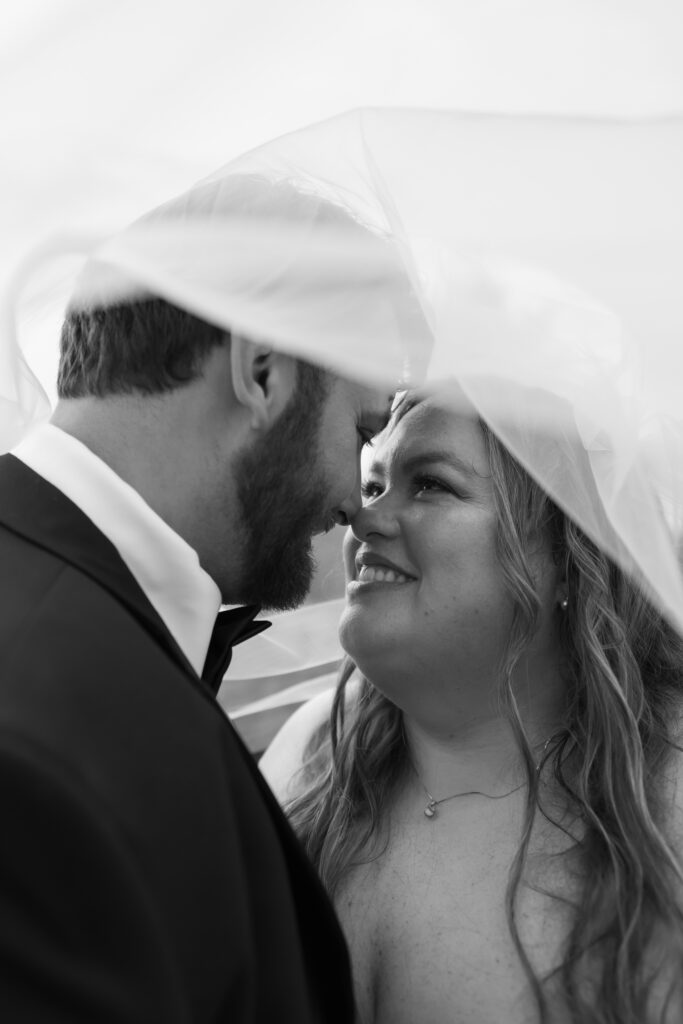 Romantic candid wedding portrait at Whistle Bear golf course in Cambridge Ontario.