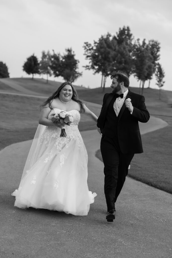 Romantic candid wedding portrait at Whistle Bear golf course in Cambridge Ontario.