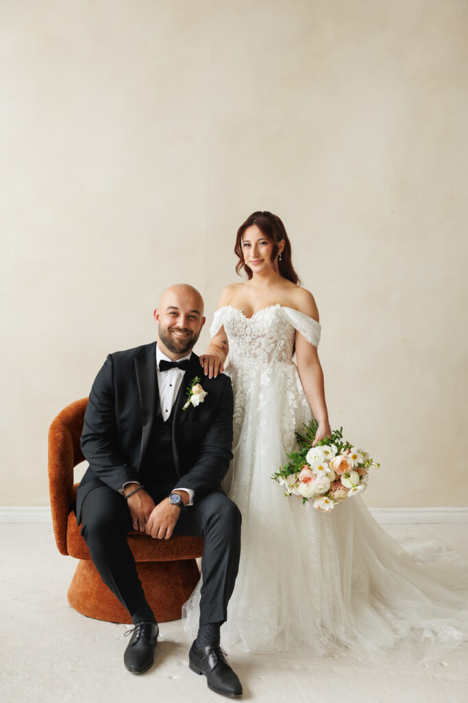 couple wedding portraits at Park Hill Studios near Cambridge Mill
