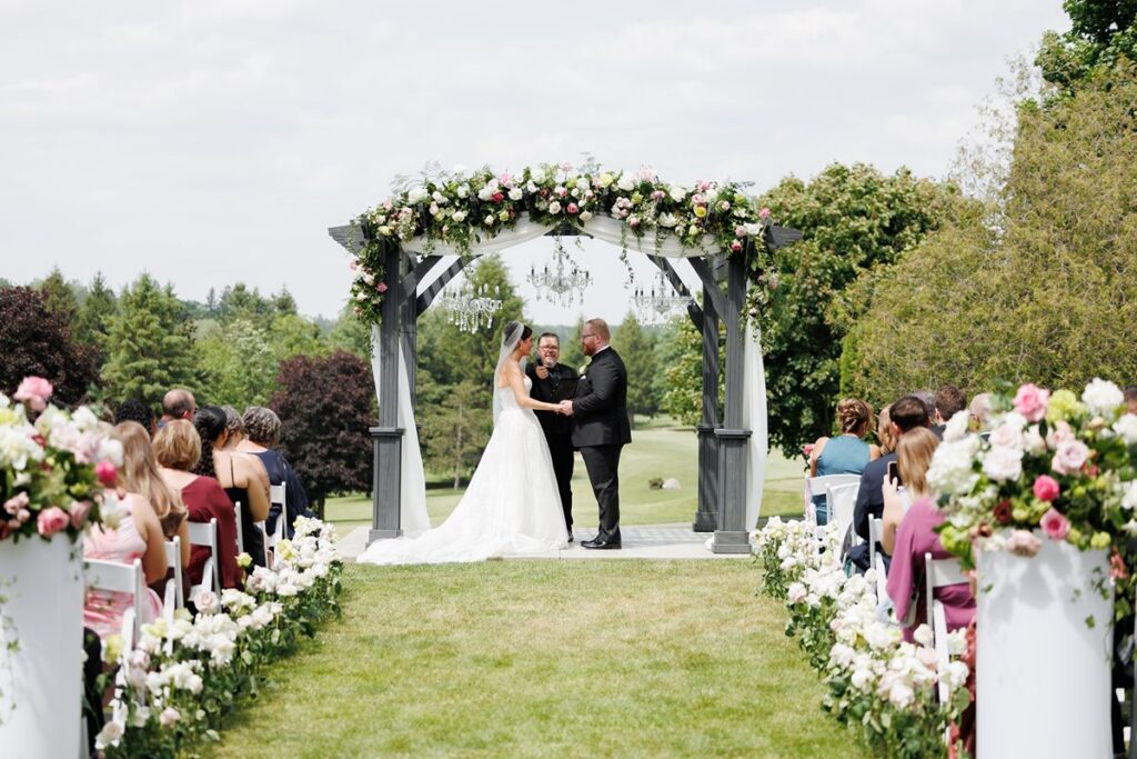 wide shot of st. mary's golf course wedding ceremony space