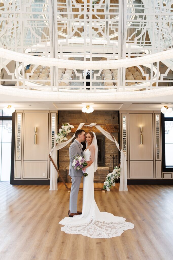 bride and groom in whistle bear gardenview room wedding reception