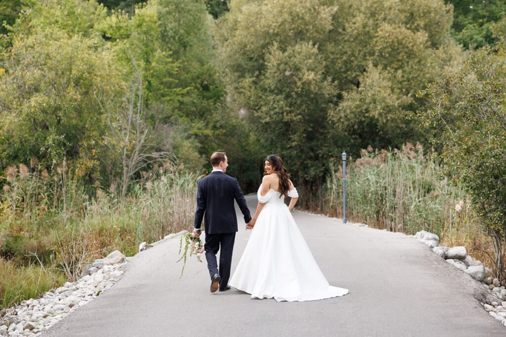 couple on the whistle bear wedding photo route 